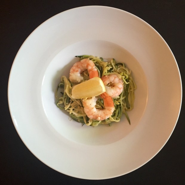 Zucchini pasta with Shrimp and vodka