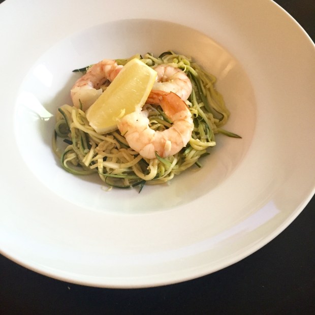 Zucchini pasta with Shrimp and vodka