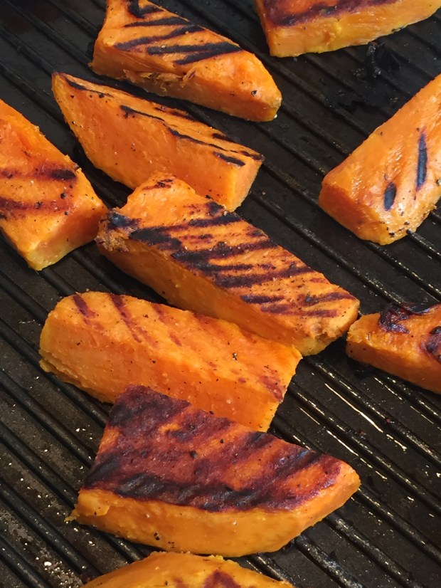 Grilled sweet potatoes with honey mustard dipping sauce