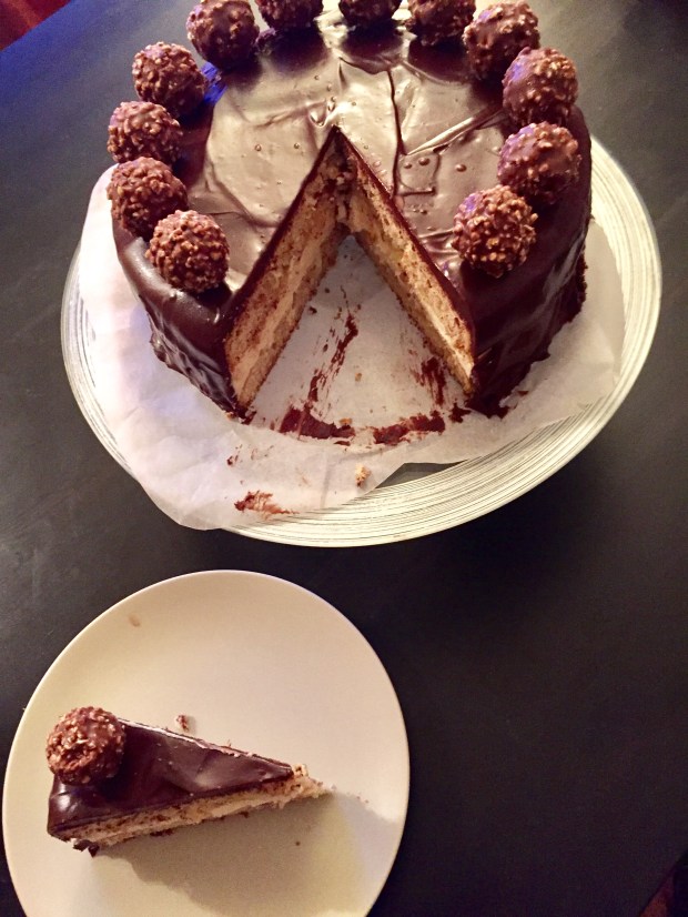 Hazelnut cake with chocolate ganache