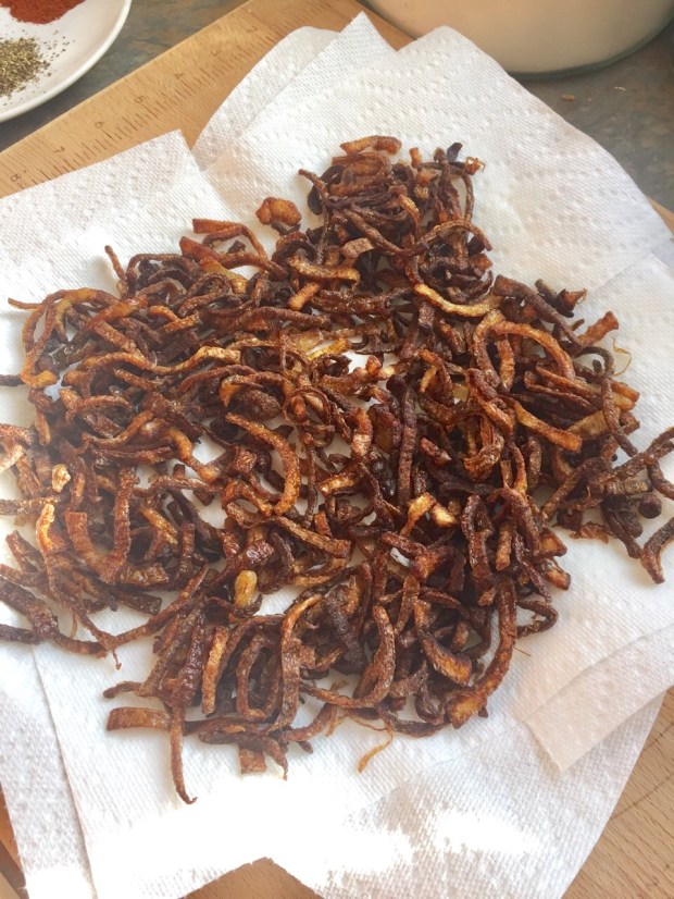 Lentils rice pilaf with fried onions