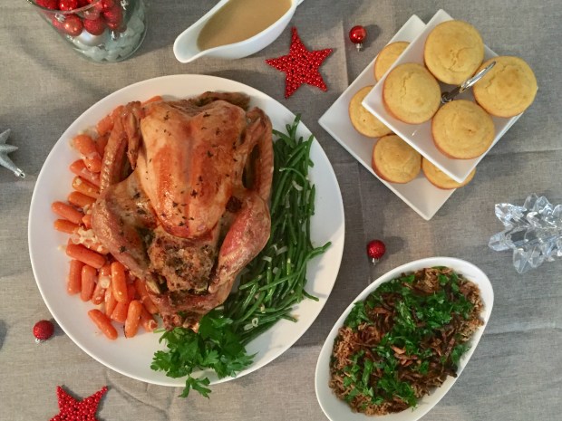 Christmas roasted Turkey with sausage meat stuffing