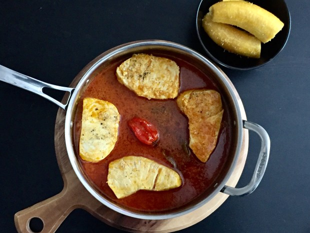 African fish bouillon with red palm oil