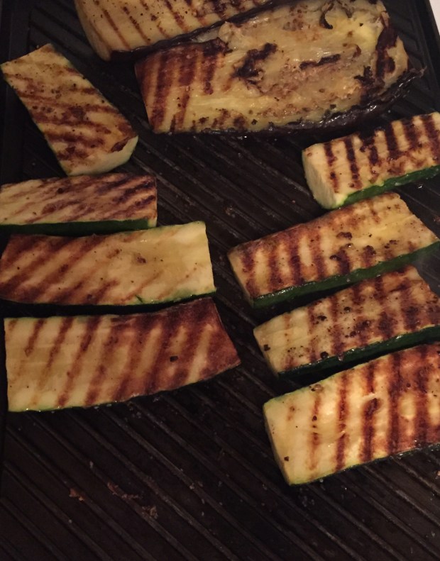 Honey Lamb skewers with grilled vegetables and saffron couscous